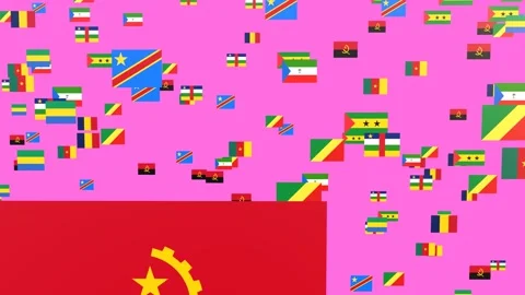 Central African Countries National Flags, Dynamic Flying Waving Animation, .. Stock Footage 319326368