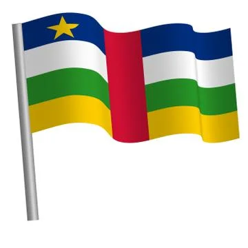 Central African flag flag on a pole Stock Illustration