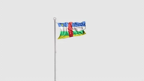 Central African   Flag Pole  Animation Include Alpha 3D Rendering Stock Footage 283129118