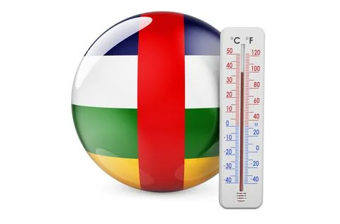 Central African flag with thermometer. 3D rendering Stock Illustration