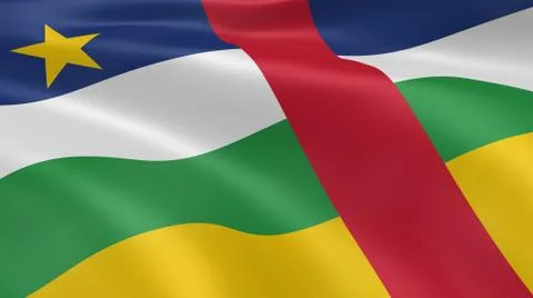 Central african flag in the wind Stock Photos