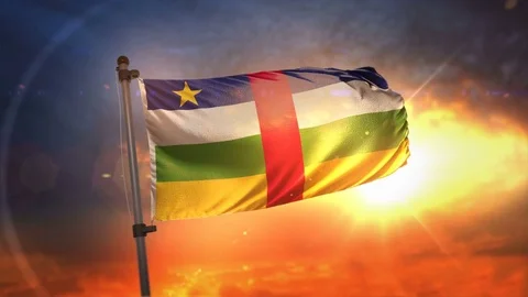 Central African Republic Flag Backlit At Beautiful Sunrise Loop Slow Motion 4 Stock Footage 76263542