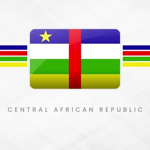 Central African Republic Flag Button: 3D Glossy CAR National Symbol with St.. Stock Footage 330951186