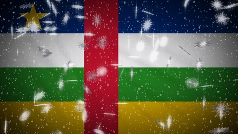 Central African Republic flag falling snow loopable, New Year and Christmas loop Stock Footage 121257937