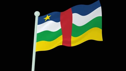Central-african-republic flag flying wavy animated black background Stock Footage 201675571