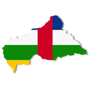 Central African Republic flag map 3d illustration with clipping path Stock Illustration