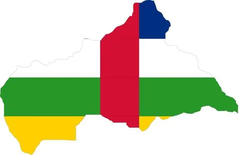 Central African Republic Flag in Map, Central African Republic Map with Fla.. Stock Illustration
