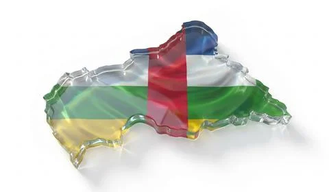 Central African Republic flag map crystal 3d render concept country shape. Stock Illustration
