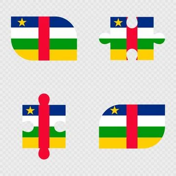 Central African Republic Flag Rounded Shapes and Puzzle Set. Stock Illustration