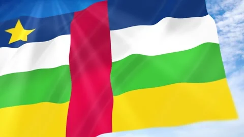 Central African Republic Flag Seamless Loop 4k 60fps on Sky Background Stock Footage 341671653