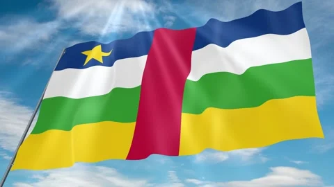 Central African Republic Flag Seamless Loop 4k 60fps on Sky Background Stock Footage 341755573