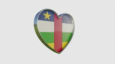 Central African Republic Flag in the Shape of 3D Heart. Stock Footage 137502515