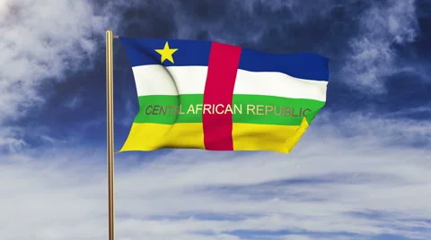 Central African Republic flag with title waving in the wind. Looping sun rises Stock-Footage 48879905