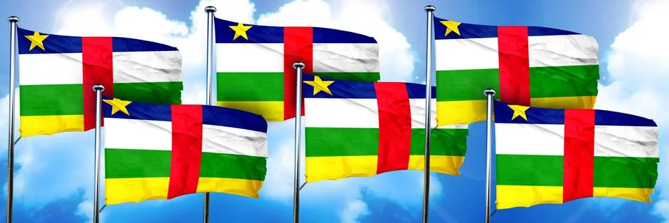 Central african republic flags, 3D rendering, on a cloud backgro Stock Illustration