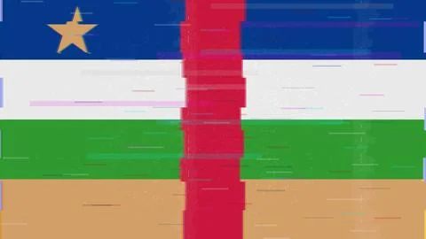 Central African Republic Glitch Flag Vector - RGB Split Digital Video Frame.. Stockillustratie