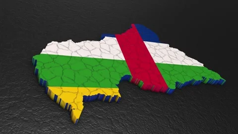 Central African Republic map 3d. 3d map of Central African Republic. Stock Footage 271556625