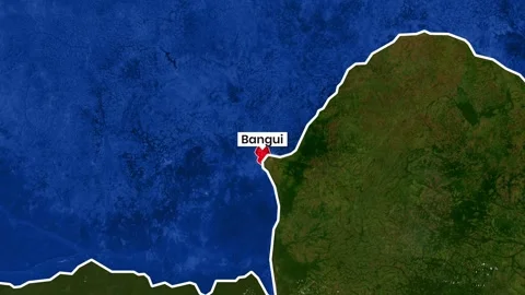 Central African Republic map animation showing Bangui location video clip Stock Footage 343252952