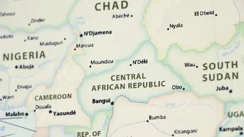 Central African Republic on a Map (with Defocus) Stock Footage 90277811