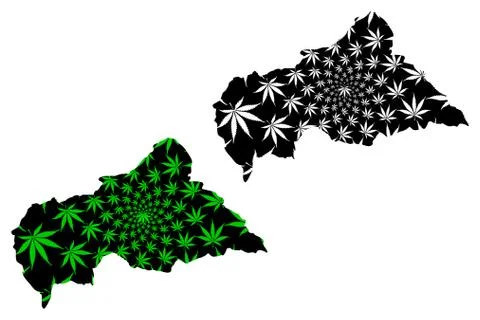 Central African Republic - map is designed cannabis leaf Stock Illustration