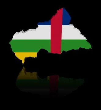 Central African Republic map flag with reflection illustration Stock Illustration