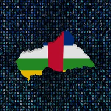 Central African Republic map flag on hex code illustration Stock Illustration