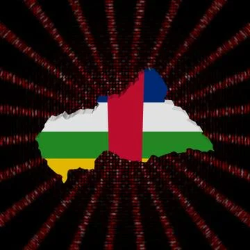 Central African Republic map flag on red hex code burst illustration 库存插图