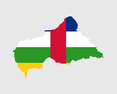 Central African Republic Map Flag. Map of Central African Republic with flag Stock Illustration