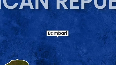 Central African Republic map highlighting Bambari location animated video Stock Footage 343253048