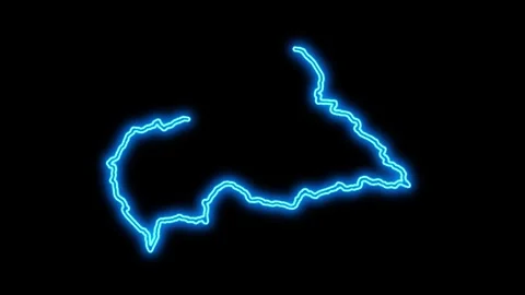 Central African Republic Map Outline Neon Lights Stock Footage 332849134