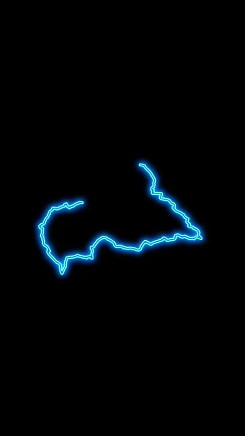 Central African Republic Map Outline Neon Lights Stock Footage 333056034