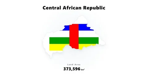 Central African Republic map silhouette filled with national flag colors Stock Footage 345642751