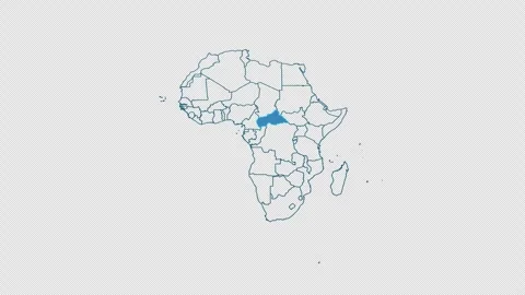 Central African Republic map on transparent background.Location of CAR Stock Footage 318722096