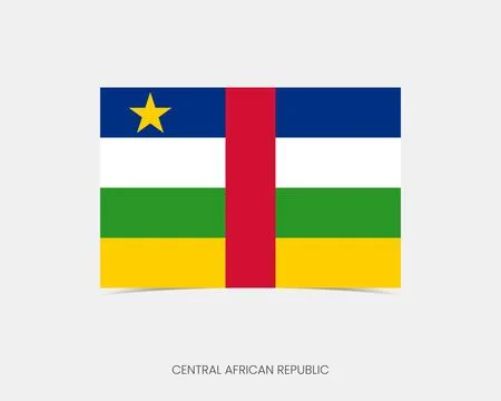 Central African Republic Rectangle flag icon with shadow. Stock Illustration