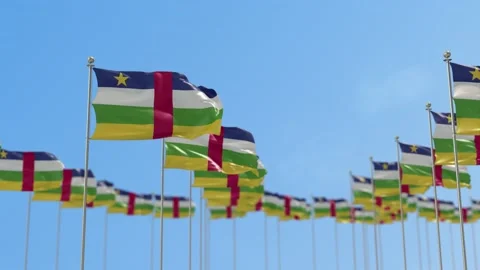 Central African Republic  Row Of Flags 3D Animation Video stock 148643584