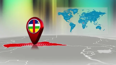 Central African Republic World Map Pin Location Background Loop 4k Stock Footage 341771604