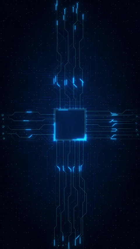 Central AI Processor Chip with Digital Circuit Lines Stock Footage 341365374