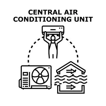 Central air conditioning system installation and repair service Stock Illustration