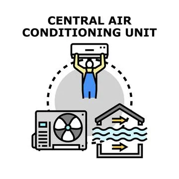 Central air conditioning system installation and repair service Stock Illustration