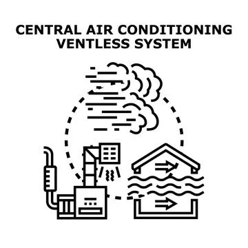 Central air conditioning ventless system illustration concept Ilustración de archivo