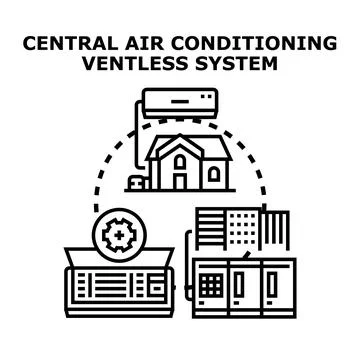 Central air conditioning ventless system concept illustration Stock Illustration