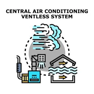 Central air conditioning ventless system illustration concept Stock Illustration