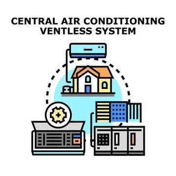 Central air conditioning ventless system concept illustration Stock Illustration