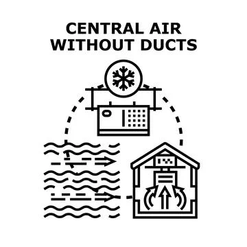 Central air conditioning without ducts system Stock Illustration