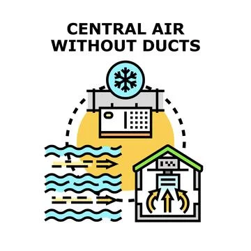 Central air conditioning without ducts system Stock Illustration