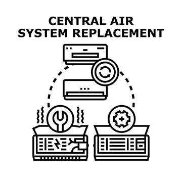 Central air system replacement and repair service Stock Illustration