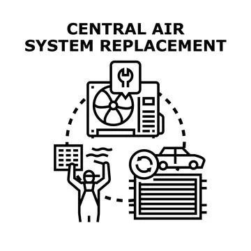 Central air system replacement and repair work Stock Illustration