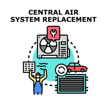 Central air system replacement and repair work Stock Illustration