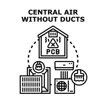 Central air without ducts ductless mini split system concept 库存插图