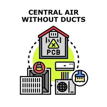 Central air without ducts ductless mini split system concept Stock Illustration