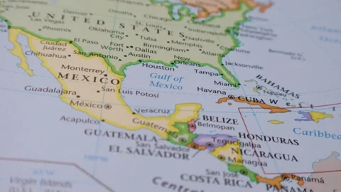 Central America and Mexico on Map Close Up. Guatemala, Belize, Honduras Stock Footage 324703708